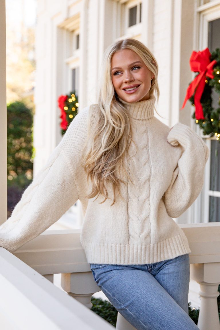 FINAL SALE - Cabin Morning Cream Turtleneck Sweater