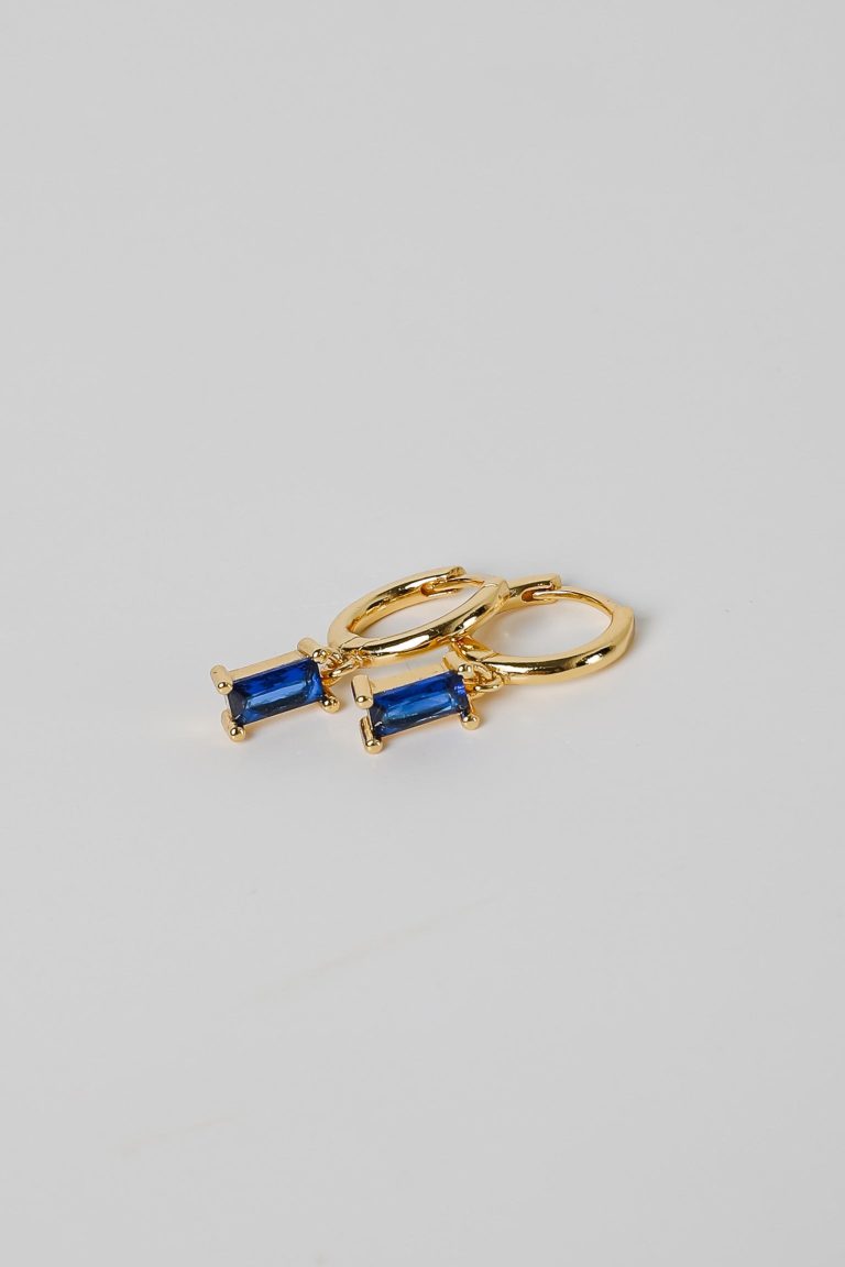 Stella Blue Gemstone Charm Mini Hoop Earrings