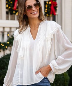 FINAL SALE - White Christmas Ivory Blouse