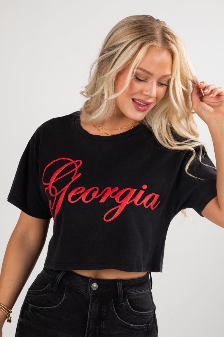 Black Georgia Script Cropped Tee