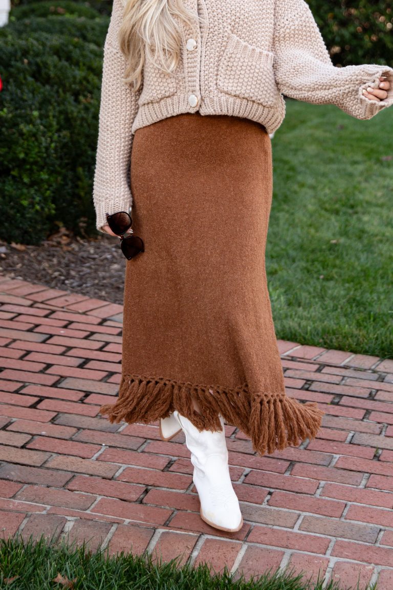FINAL SALE - Chalet Fringe Camel Skirt
