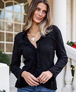 FINAL SALE - Winter Waltz Ruffle Blouse Top