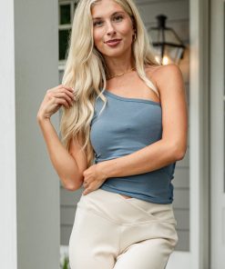 Looking Up Denim One-Shoulder Tank - DU DEAL