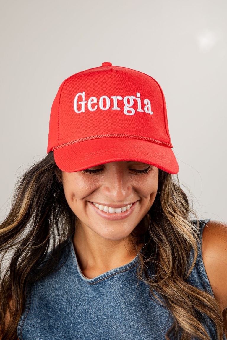 Red Georgia Embroidered Hat