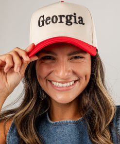 Red/Black Georgia Color Block Embroidered Hat