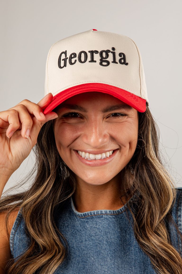 Red/Black Georgia Color Block Embroidered Hat