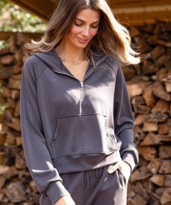 FINAL SALE - Ultra Air Soft Hooded Quarter Zip Pullover