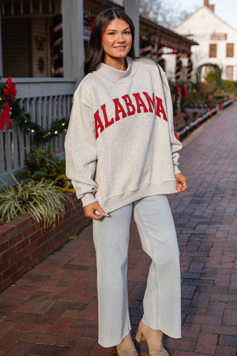 Heather Grey Alabama Reversible Mockneck Sweatshirt