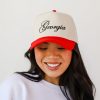 Red Georgia Color Block Embroidered Hat