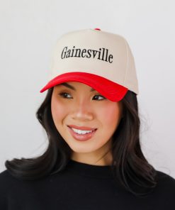 Red Gainesville Color Block Embroidered Hat