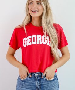 Red Georgia Block Letter Cropped Tee