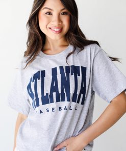 Heather Grey Atlanta Baseball Cropped Tee