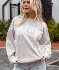 Amen Graphic Beige Camo Pullover