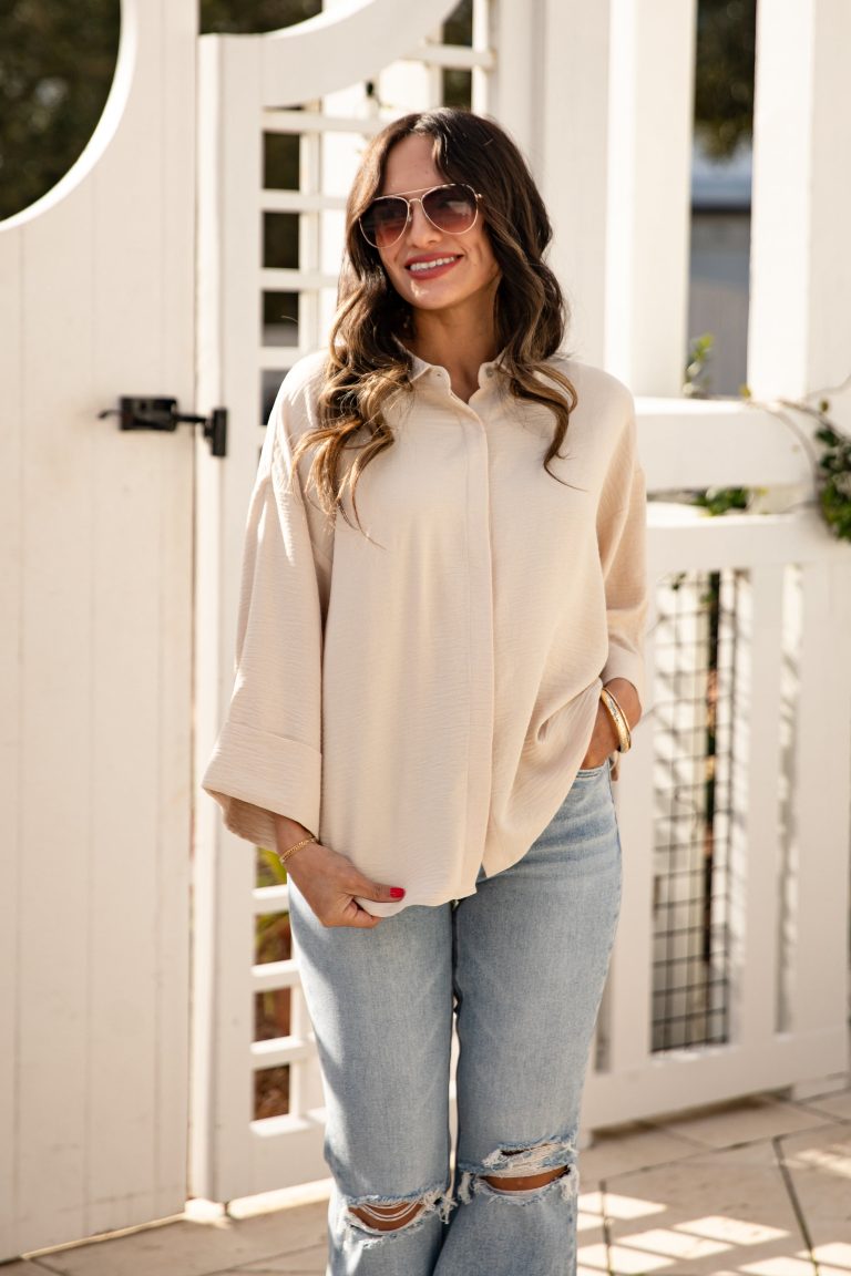 FINAL SALE - Everything In Place Oatmeal Button Up Blouse