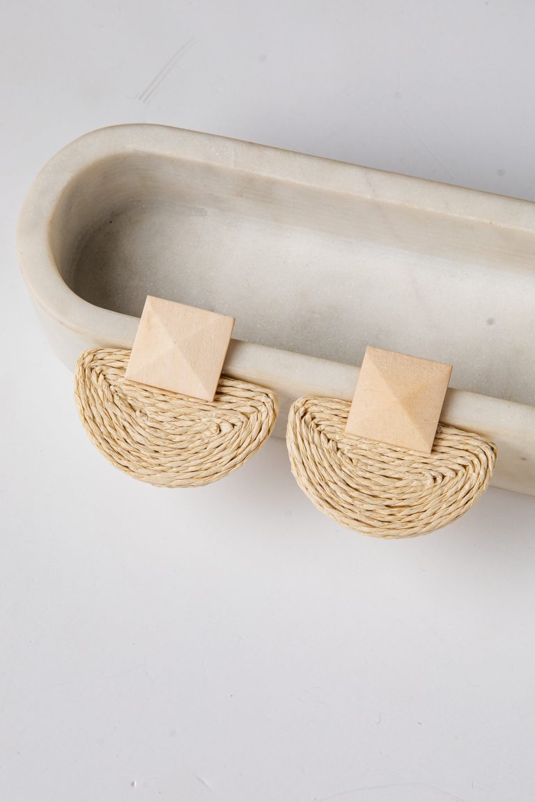 Tinsley Woven Beige Drop Earrings