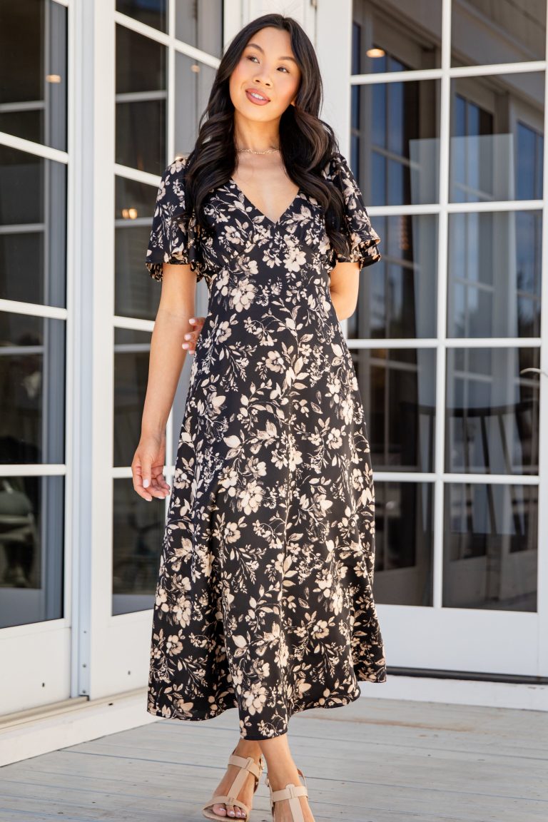 Just A Hint Black Floral Maxi Dress