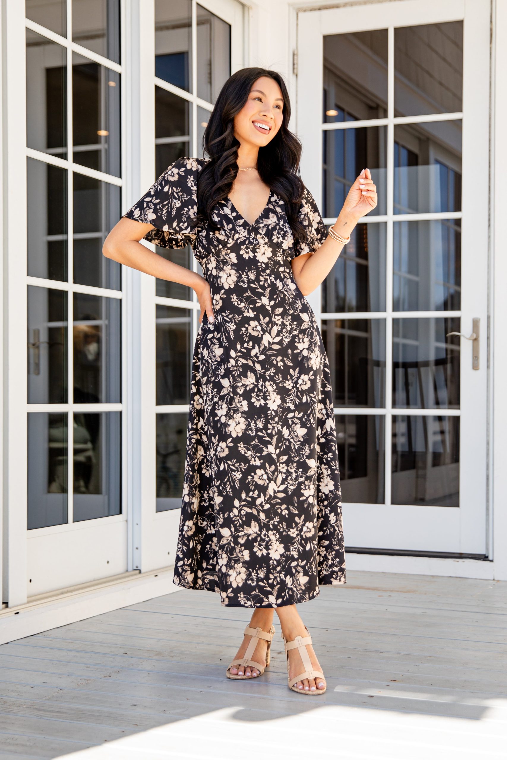 Just A Hint Black Floral Maxi Dress - Image 5