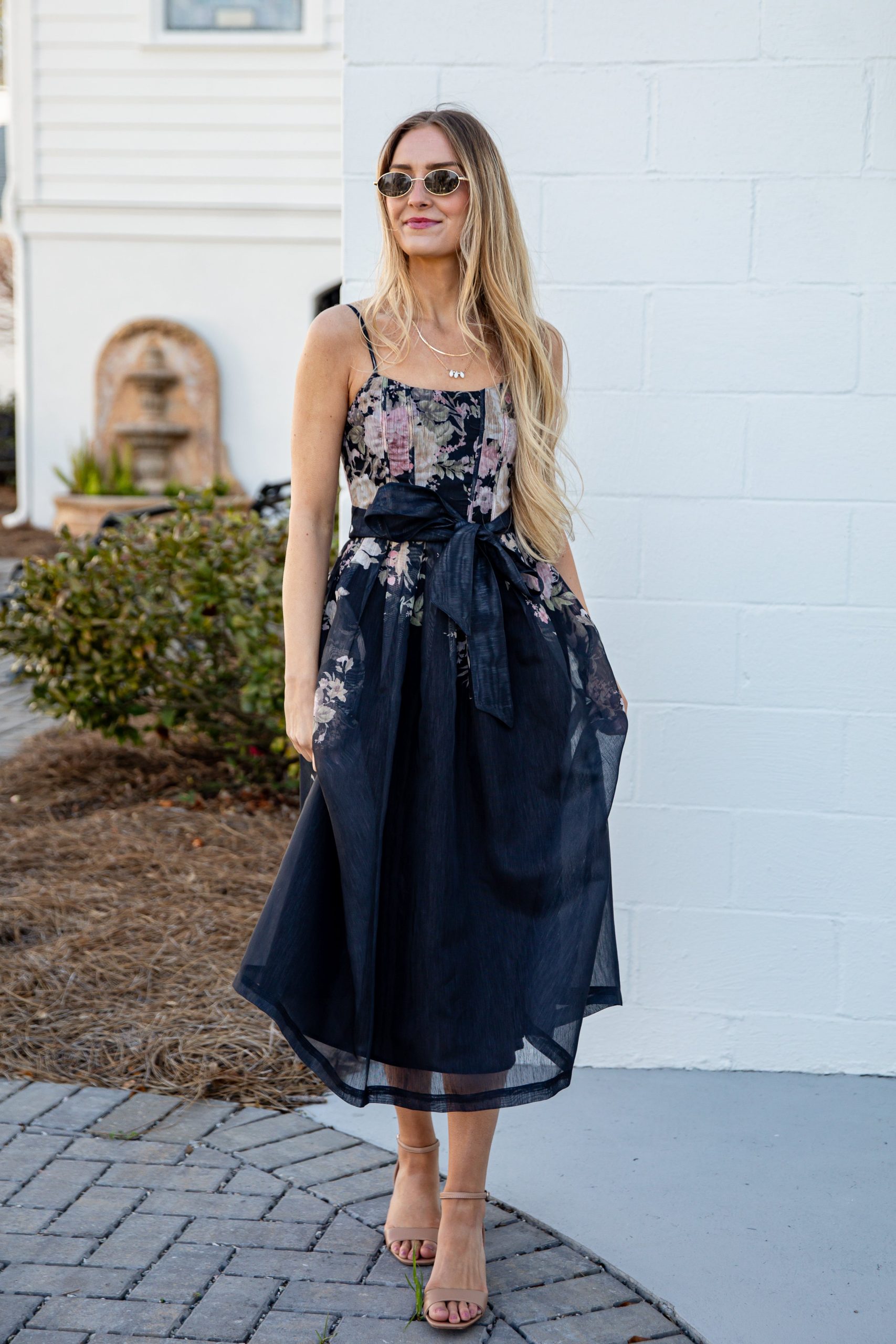 Garden Affair Black Floral Midi Dress - Image 5