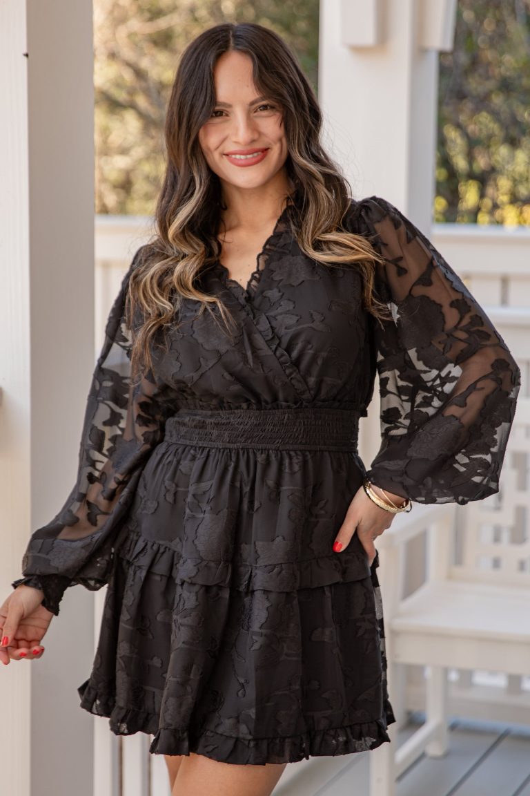A Garden of Wonder Black Floral Mini Dress