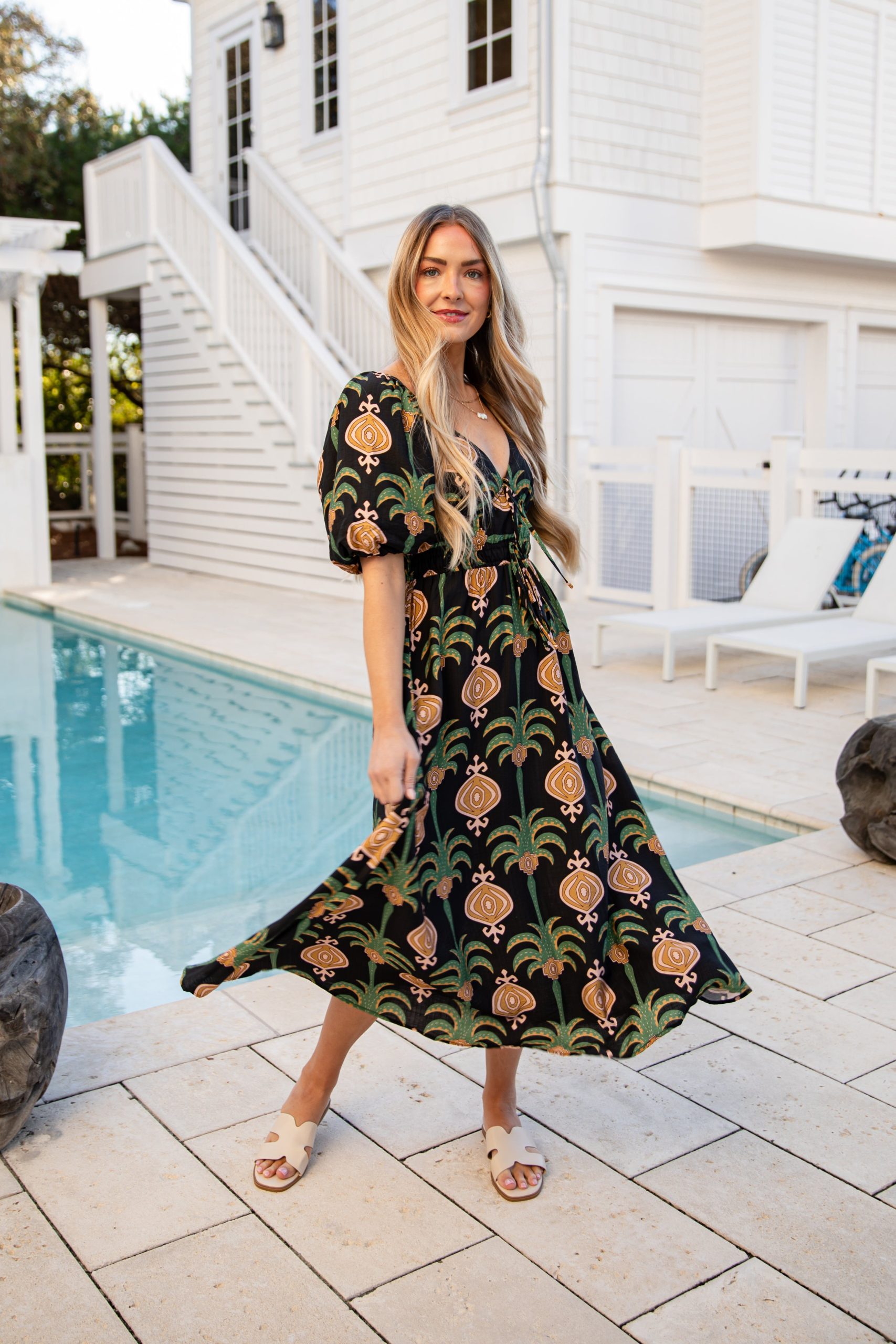 Greenhouse Garden Print Black Midi Dress - Image 5