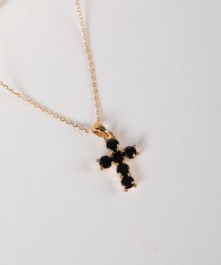 Jamie Gold Gemstone Cross Necklace