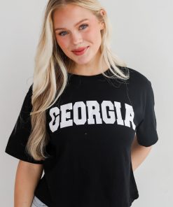 Black Georgia Block Letter Cropped Tee