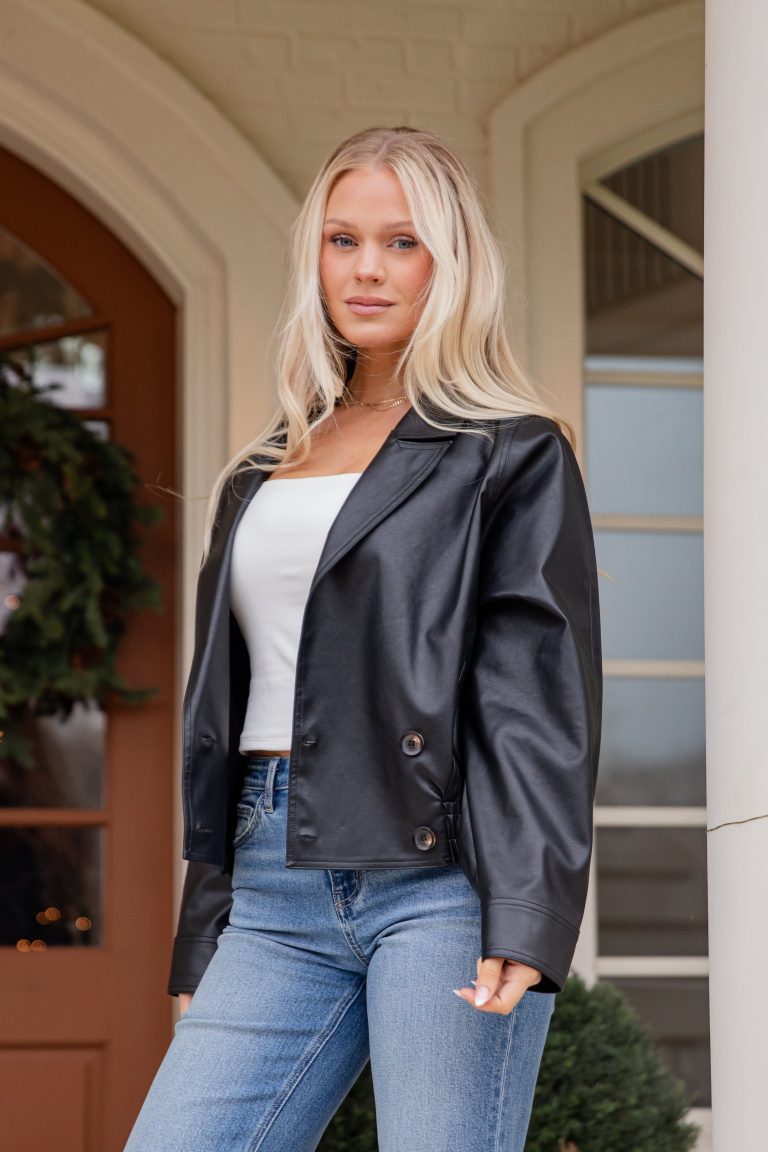 FINAL SALE - Midnight Sleigh Faux Black Leather Jacket