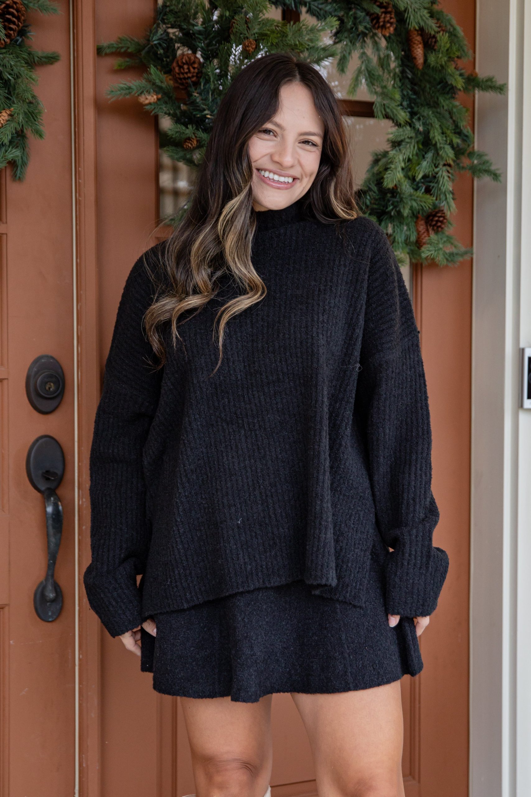 FINAL SALE - Cinnamon Spice Mock Neck Knit Sweater - Image 3