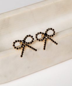 Jasmine Gold Rhinestone Bow Earrings
