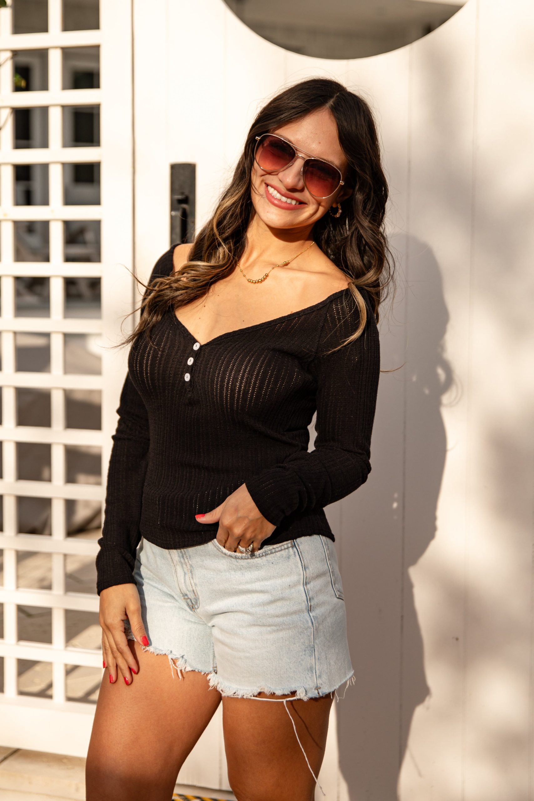 FINAL SALE - Willow Ribbed Textured Henley Long Sleeve Top - Image 4