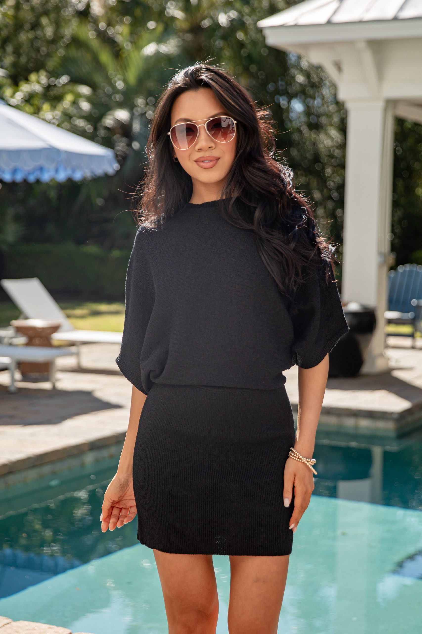 On Repeat Black Ribbed Knit Mini Dress - Image 2