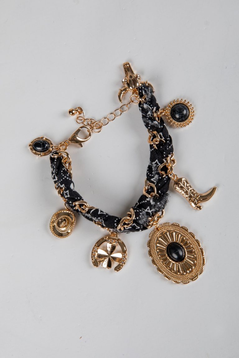 Clara Black Western Charm Layered Bracelet