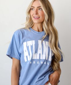 Light Blue Atlanta Baseball Tee