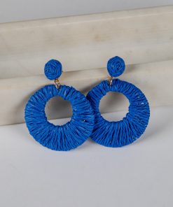 Gracie Straw Circle Drop Earrings