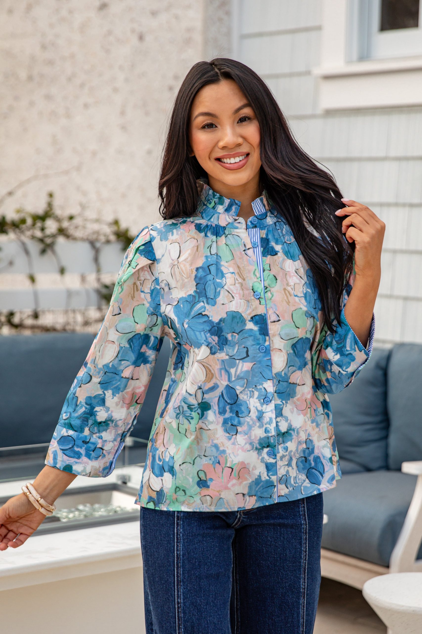 FINAL SALE - Sweet Simplicity Blue Floral Blouse - Image 2