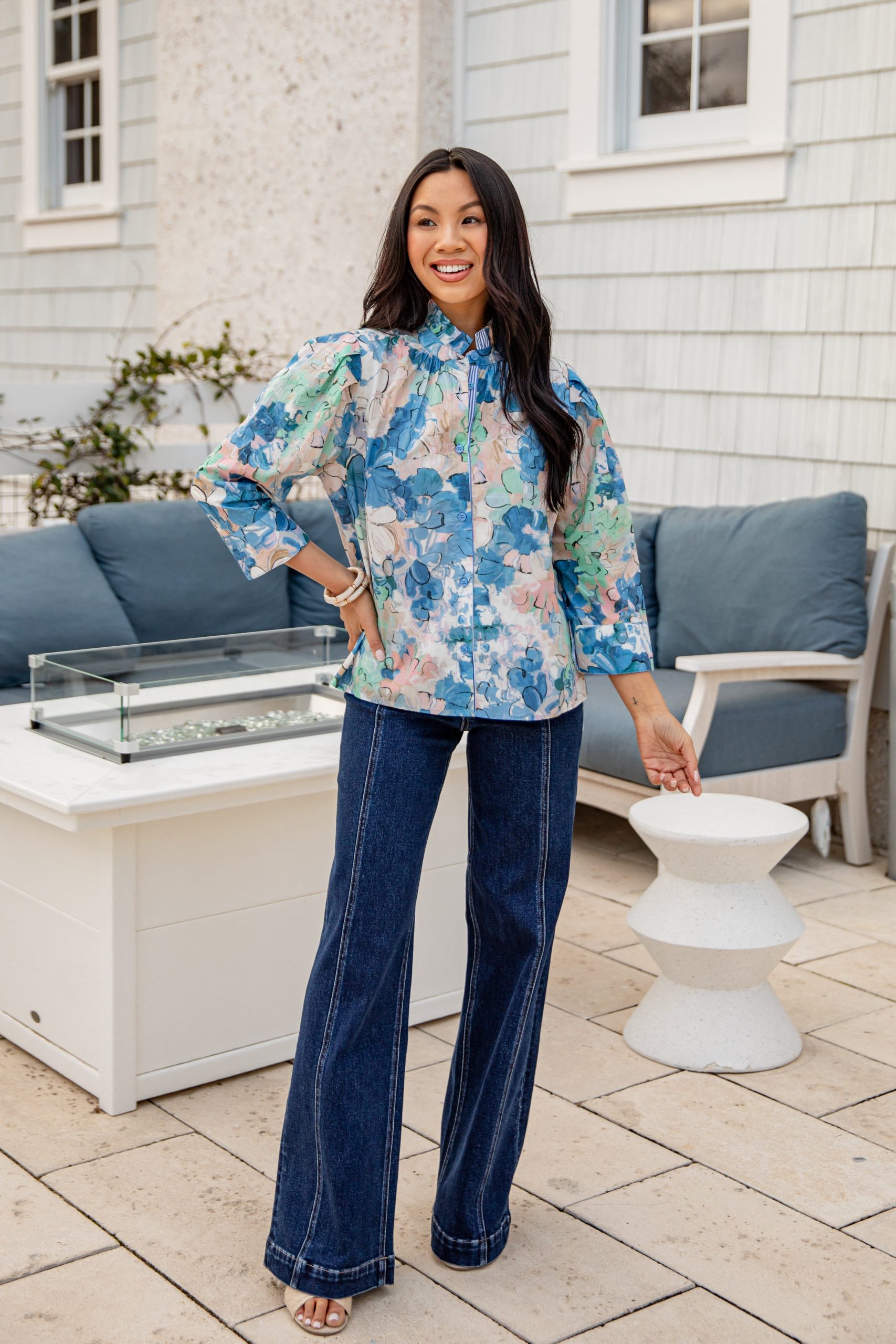 FINAL SALE - Sweet Simplicity Blue Floral Blouse - Image 4