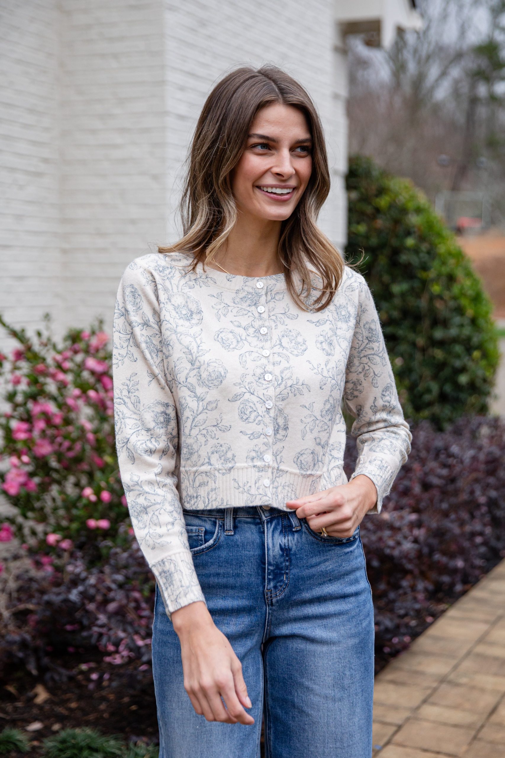 FINAL SALE - Heirloom Blue Floral Knit Top - Image 3