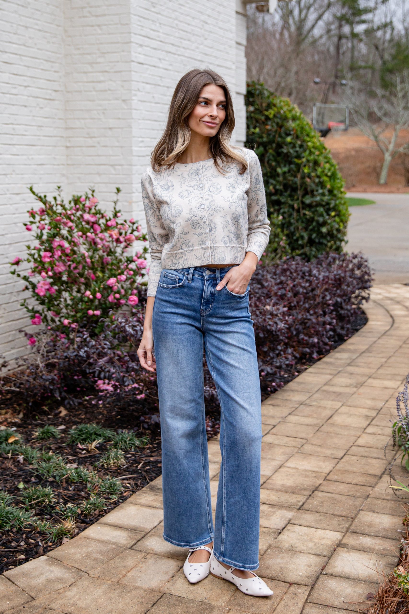 FINAL SALE - Heirloom Blue Floral Knit Top - Image 4