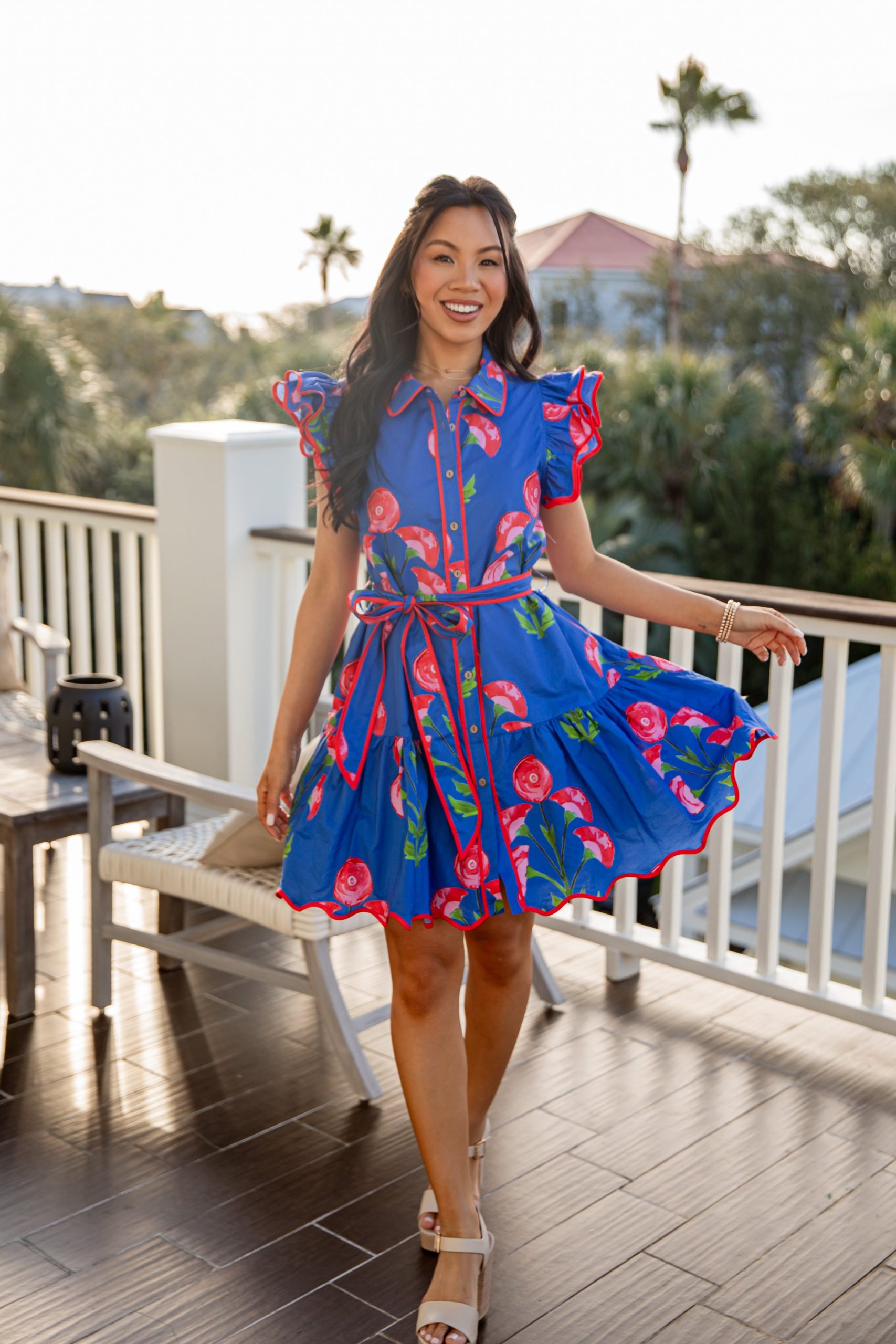 Summer Standard Blue Floral Mini Dress - Image 2