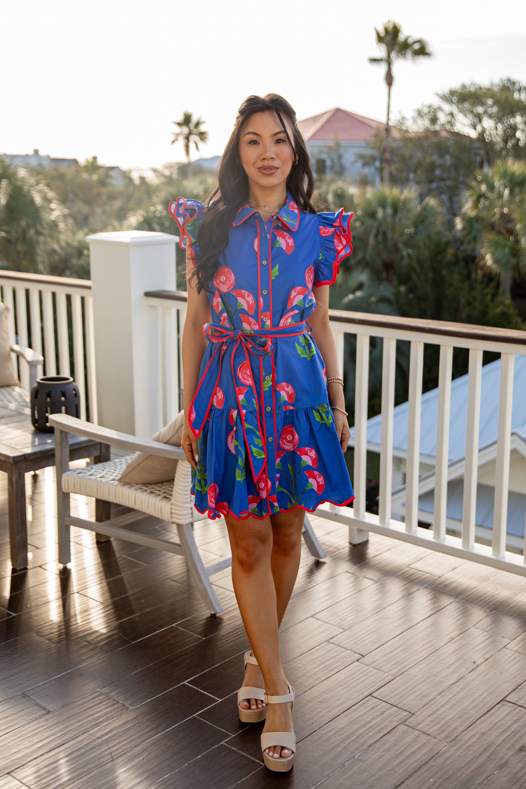 Summer Standard Blue Floral Mini Dress - Image 3