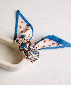 Teagan Strawberry Print Blue Scarf Bracelet