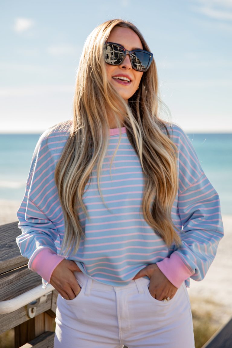 FINAL SALE - Sweet Horizon Stripe Cropped Pullover