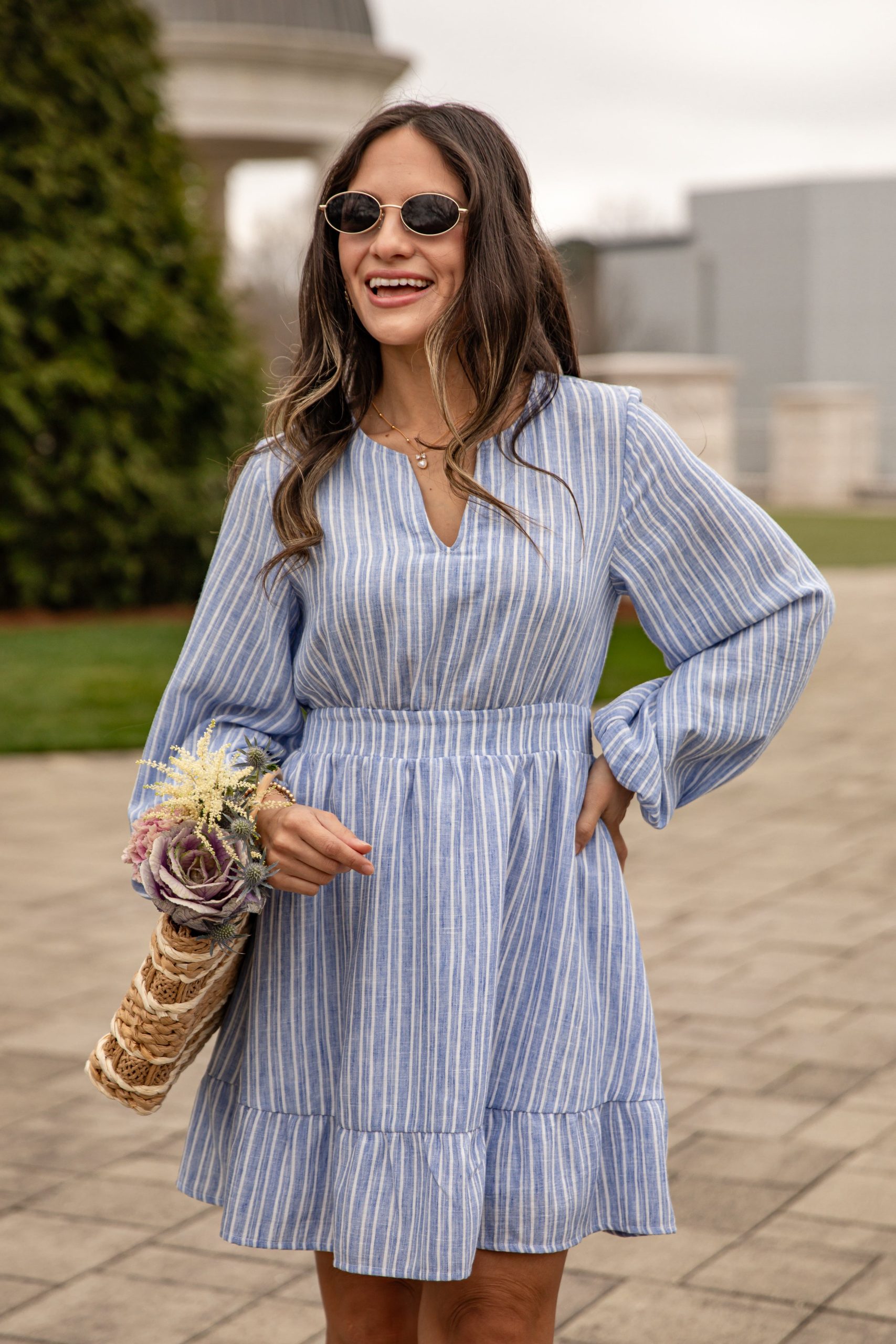 Seaside Breeze Blue Striped Mini Dress
