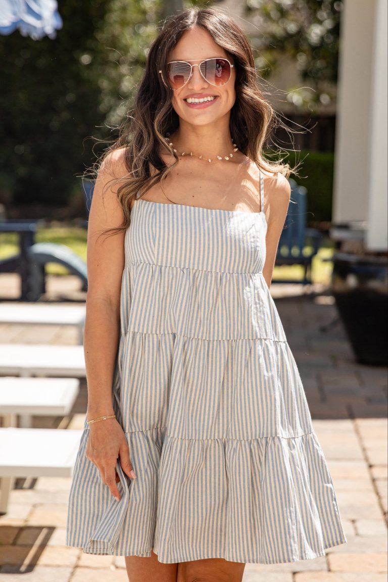 Easy Living Stripe Tiered Mini Dress