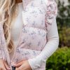 FINAL SALE - Blush Floral Ruffle Puffer Vest