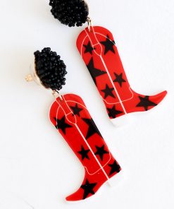 FINAL SALE - Red + Black Cowboy Boot Earrings