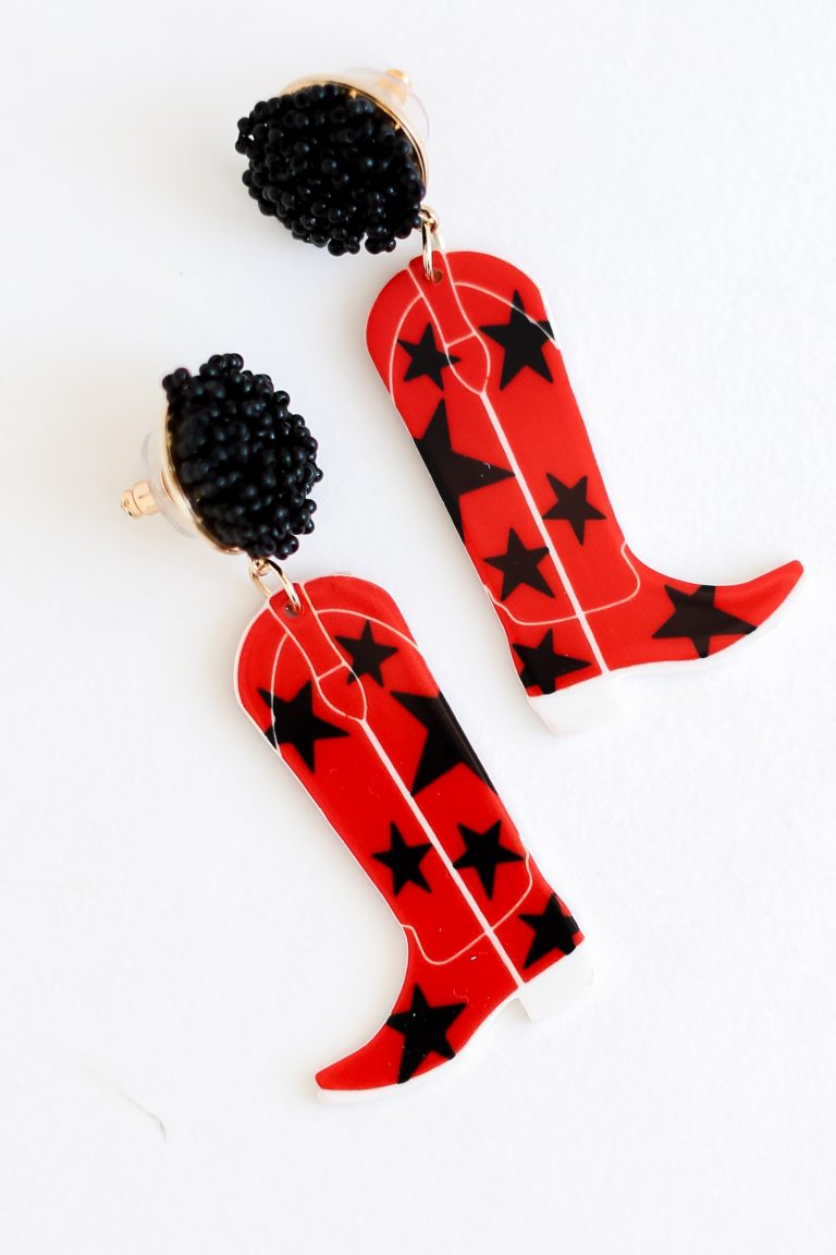 FINAL SALE - Red + Black Cowboy Boot Earrings