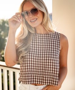 Picnic Date Brown Gingham Tank