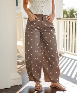 Parisian Dot Brown Barrel Leg Pants