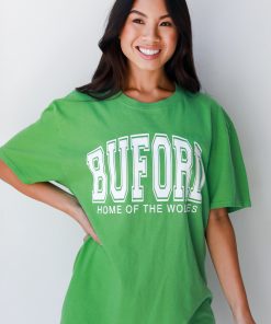 Green Buford Home Of The Wolves Block Letter Tee